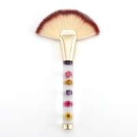 Fan-shaped loose powder brush  kit transparent handle with flower