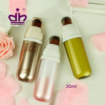 Luxury pump cosmetic bottle loose powder container with brush